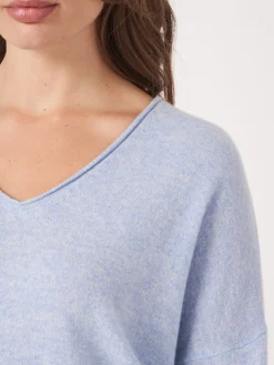 Oversized Bio-Kaschmir-Pullover Mit V-Ausschnitt