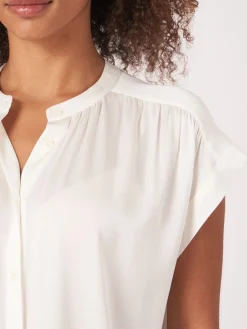 Oversized Geknopftes Blusentop Aus Seide