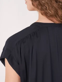 Oversized Geknopftes Blusentop Aus Seide