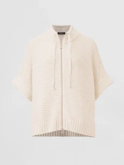 Poncho Aus Baumwollstrick Mit Reisverschluss Und Größer Rippenstruktur