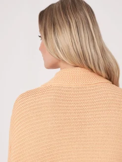 Poncho Aus Baumwollstrick Mit Reisverschluss Und Größer Rippenstruktur