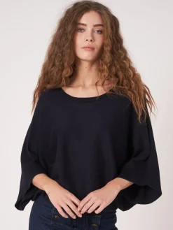 Poncho-Pullover Aus Baumwollmischung Mit Kordelzug