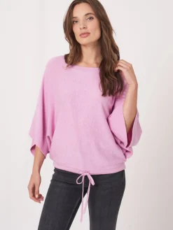 Poncho-Pullover Aus Baumwollmischung Mit Kordelzug