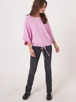 Poncho-Pullover Aus Baumwollmischung Mit Kordelzug