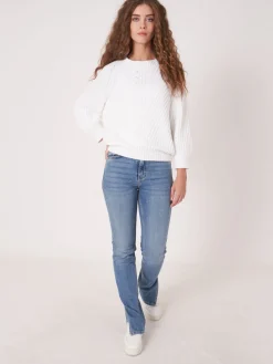 Pullover Aus Größem Rippenstrick Mit Kurzen Puffarmeln