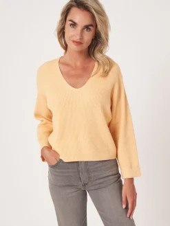 Pullover Aus Kaschmir-Baumwollmischung Mit Feiner Rippstruktur