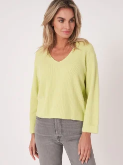 Pullover Aus Kaschmir-Baumwollmischung Mit Feiner Rippstruktur