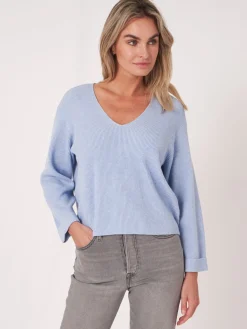 Pullover Aus Kaschmir-Baumwollmischung Mit Feiner Rippstruktur
