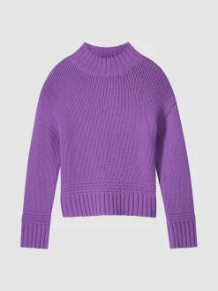 Pullover Mit Stehkragen Mit Geripptem Saum Und Strick-Details