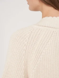 Pullover Mit V-Ausschnitt Aus Reinem Baumwoll-Rippstrick Mit Wellenkanten
