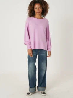 Raglan-Pullover Aus Kaschmir Mit Hochgeripptem Saum Und Seitenschlitz