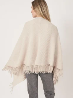 Rippenstrick-Cape Mit Fransen