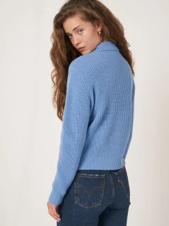 Rippenstrickjacke Mit Polokragen Aus Merinowolle