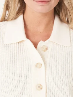 Rippenstrickjacke Mit Polokragen Aus Merinowolle