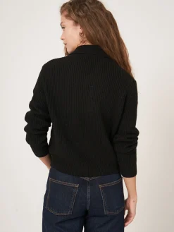 Rippenstrickjacke Mit Polokragen Aus Merinowolle