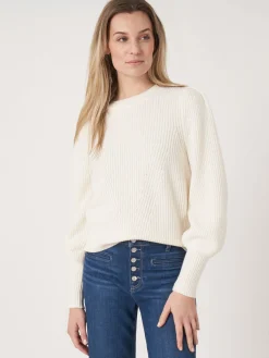 Rippstrick-Pullover Aus Merinowolle Mit Plissierten Schultern