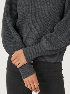 Rippstrick-Pullover Aus Merinowolle Mit Plissierten Schultern