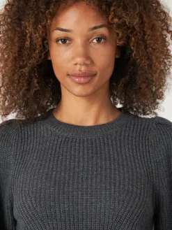 Rippstrick-Pullover Aus Merinowolle Mit Plissierten Schultern