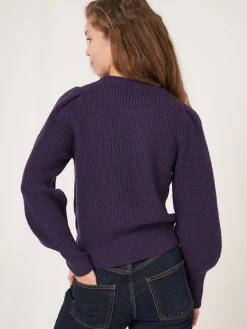 Rippstrick-Pullover Aus Merinowolle Mit Plissierten Schultern