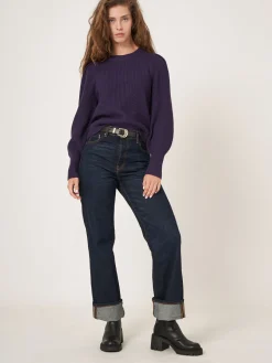 Rippstrick-Pullover Aus Merinowolle Mit Plissierten Schultern