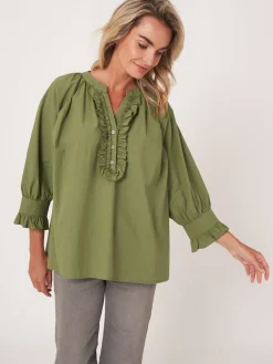 Ruschenbluse Aus Reiner Baumwolle