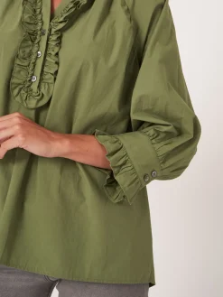Ruschenbluse Aus Reiner Baumwolle