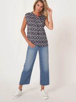 Seidentop Mit Ikat-Print