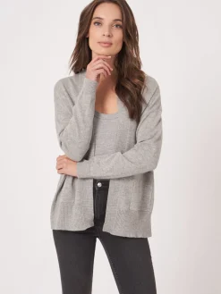 Strickjacke Aus Kaschmir-Seidenmischung Mit Offener Vorderseite Und Taschen