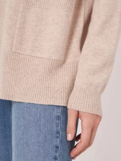 Strickjacke Aus Kaschmir-Seidenmischung Mit Offener Vorderseite Und Taschen