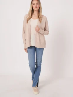 Strickjacke Aus Kaschmir-Seidenmischung Mit Offener Vorderseite Und Taschen