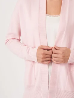 Strickjacke Aus Kaschmir-Seidenmischung Mit Offener Vorderseite Und Taschen