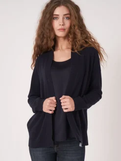 Strickjacke Aus Kaschmir-Seidenmischung Mit Offener Vorderseite Und Taschen