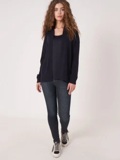 Strickjacke Aus Kaschmir-Seidenmischung Mit Offener Vorderseite Und Taschen
