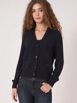 Strickjacke Aus Reiner Baumwolle In Rippstrick