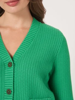 Strickjacke Aus Reiner Baumwolle In Rippstrick