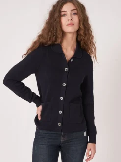Strickjacke Mit Hemdkragen Und Taschen