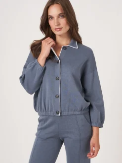 Strickjacke Mit Hemdkragen Und Kontrastierendem Saum