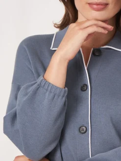 Strickjacke Mit Hemdkragen Und Kontrastierendem Saum