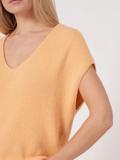 Strickoberteil Aus Kaschmir-Baumwollmischung Mit V-Ausschnitt