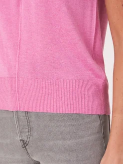 Superfein Gestricktes Kaschmir-Seidenoberteil Mit Ausschnitt Mit Gedrehtem Knotendetail