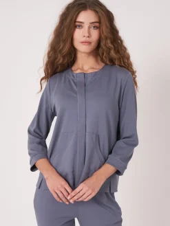 Sweatshirt-Jacke Mit Verdeckter Knopfleiste Aus Baumwollmischung