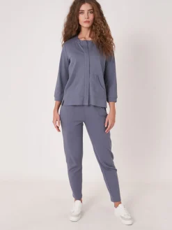 Sweatshirt-Jacke Mit Verdeckter Knopfleiste Aus Baumwollmischung