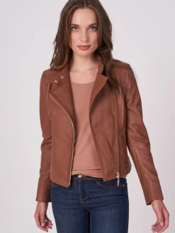 Taillierte Biker-Lederjacke