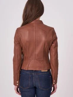 Taillierte Biker-Lederjacke