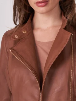 Taillierte Biker-Lederjacke