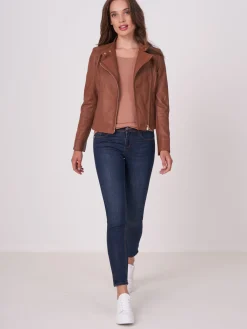 Taillierte Biker-Lederjacke