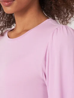T-Shirt Mit 3/4-Armeln Mit Elastischem Bundchen Und Rusche