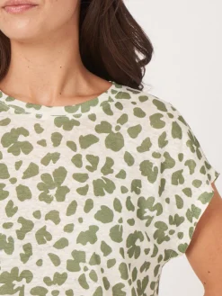 T-Shirt Mit Blumendruck Aus Leinen