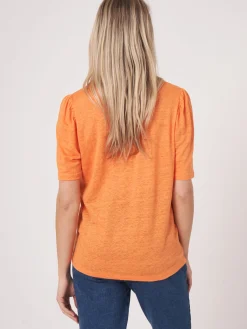 T-Shirt Mit Rundhalsausschnitt Und Schlitz Aus Leinen
