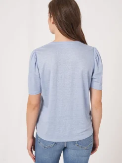 T-Shirt Mit Rundhalsausschnitt Und Schlitz Aus Leinen
